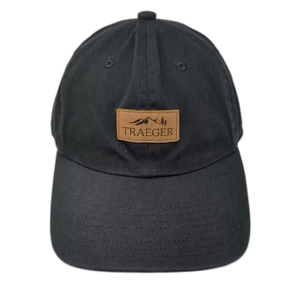 Traeger Baseball Cap Black Brown Cotton Adjustable Slideback Hat Logo Patch OS